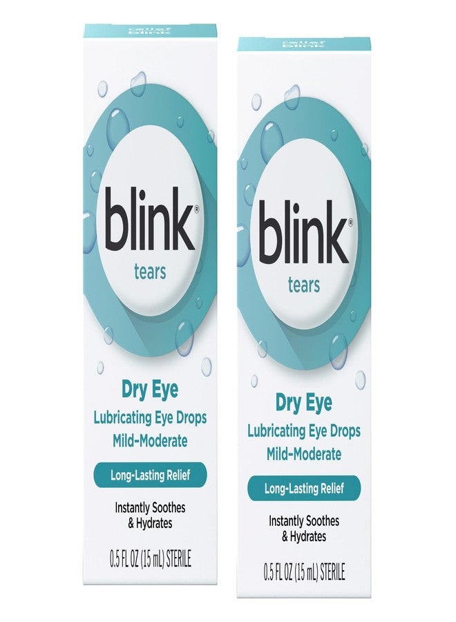 بلينك قطرات بلينك تيرز المرطبة للعين، للعناية بالعينين في حالات الجفاف الخفيف إلى المتوسط، تحتوي على هيالورونات لتعزيز الترطيب، قطرات مرطبة وملطفة للعينين الجافتين، 0.5 أونصة سائلة (عبوة من 2) - Image 1